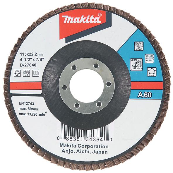 Makita Aluminium Oxide Flap Disc, 115mm, A60 Grit, 1 in pack