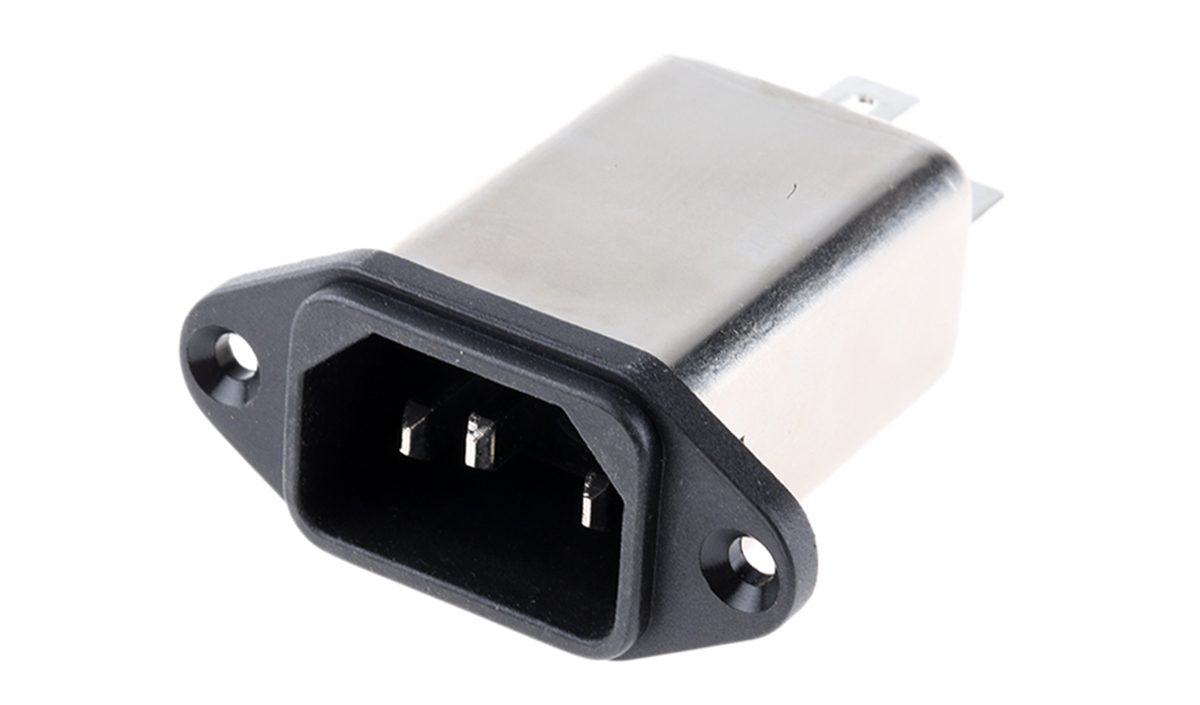 Schaffner 10A, 250 V ac Male Panel Mount IEC Filter FN9244-10-06, Faston None Fuse