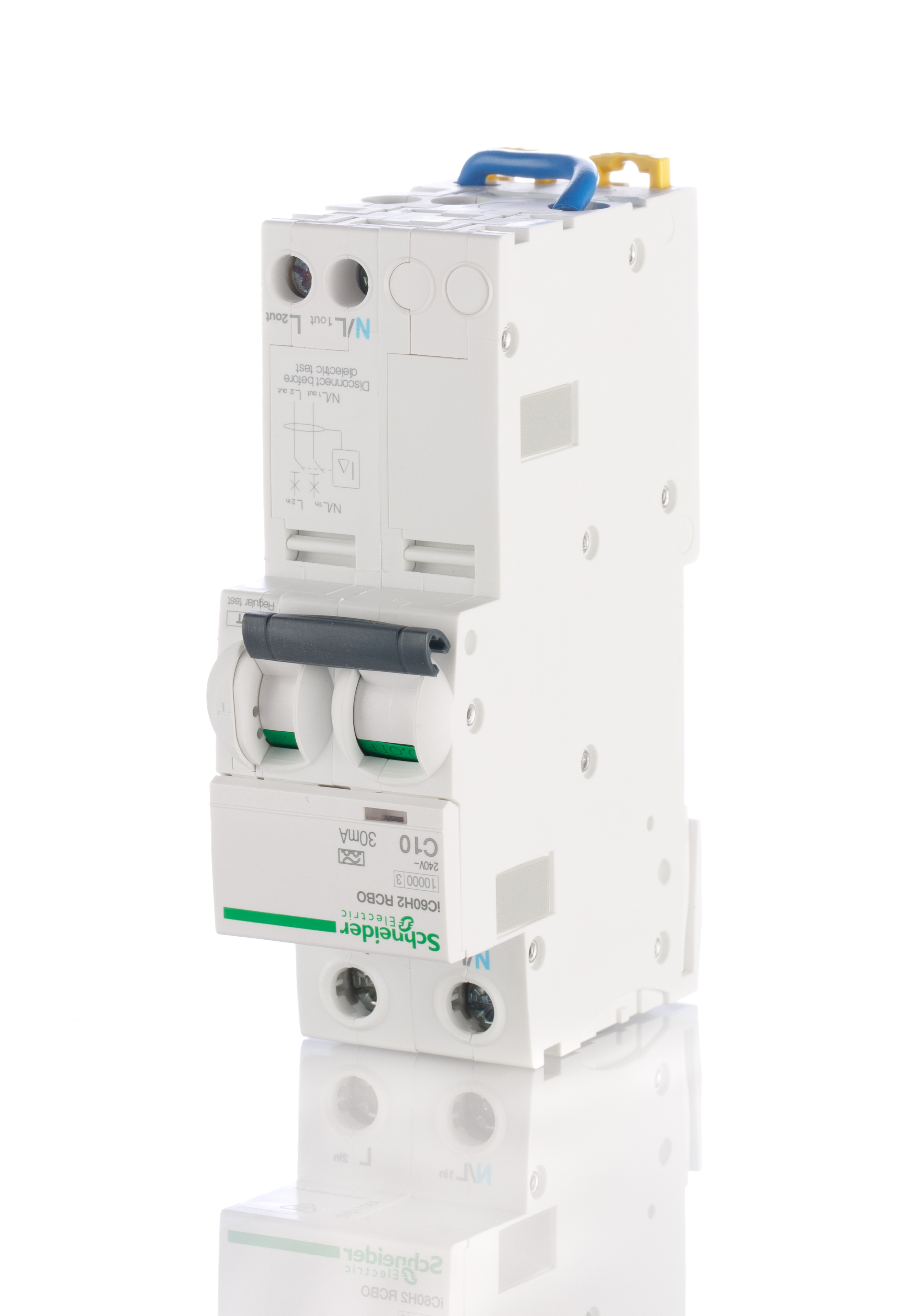 Schneider Electric RCBO, 10A Current Rating, 2P Poles, 30mA Trip Sensitivity, Acti 9 Range