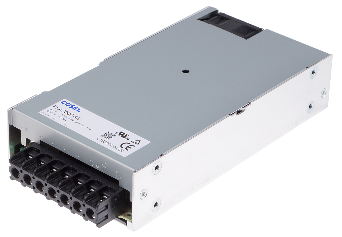 Cosel Switching Power Supply, PLA300F-15, 15V dc, 20A, 300W, 1 Output, 85 → 264V ac Input Voltage