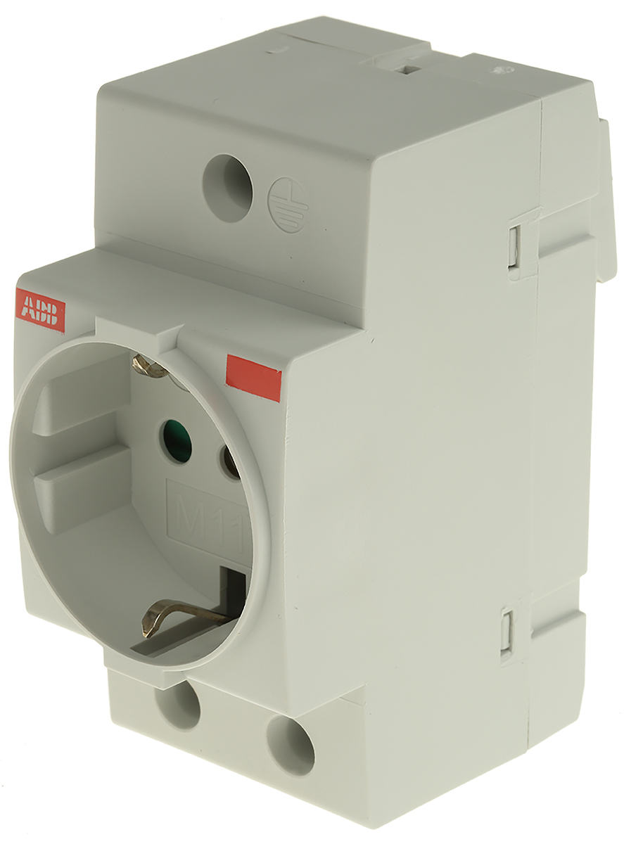 ABB Grey 1 Gang Plug Socket, 16A, Type L - Italian, Indoor Use