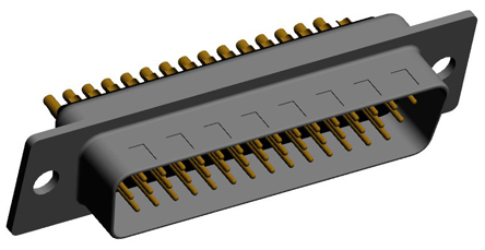 Norcomp 780, SEAL-D 44 Way Plug-In Mount D-sub Connector Plug, 2.286mm Pitch