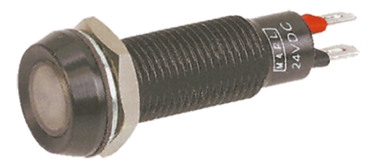 Marl White Panel Mount Indicator, 24V dc, 8.1mm Mounting Hole Size, Solder Tab Termination