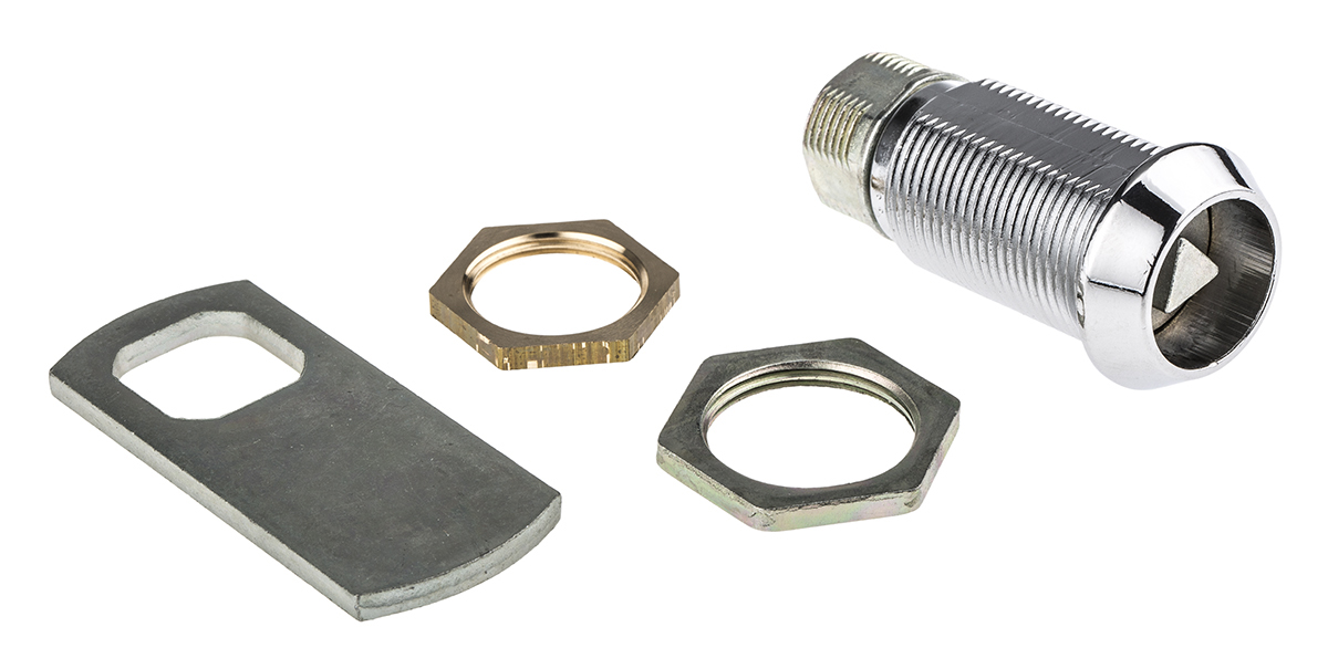Euro-Locks a Lowe & Fletcher group Company Camlock, 32.7mm Panel-to-Tongue, 20.1 x 17.6mm Cutout, Triangle Head Unlock