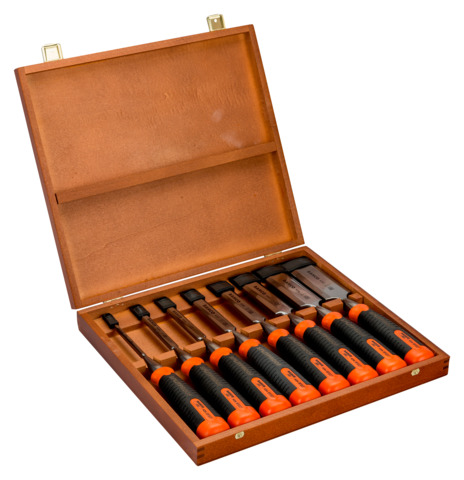 Bahco 8 Piece Chisel Set, 318mm Length, 6 mm, 10 mm, 12 mm, 16 mm, 18 mm, 25 mm, 32 mm, 38 mm Blade Width