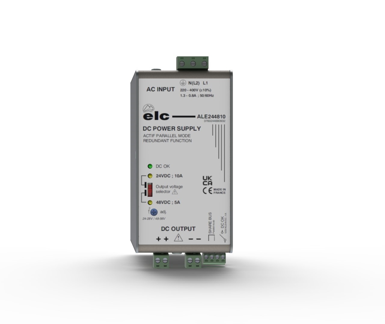 ELC ALE Linear Power Supply DIN Rail Power Supply, 230V → 440V ac ac Input, 24 → 48V dc dc Output, 10A Output, 240W