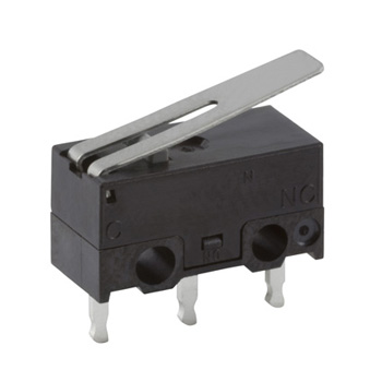 ZF Hinge Lever Micro Switch, PCB Terminal, 50 mA @ 30 V dc, SPDT