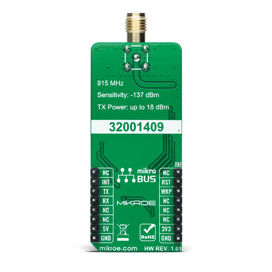 MikroElektronika LR 5 Click 32001409, TXB0106 LoRa Add On Board for mikroBUS socket 902 → 928MHz MIKROE-4618