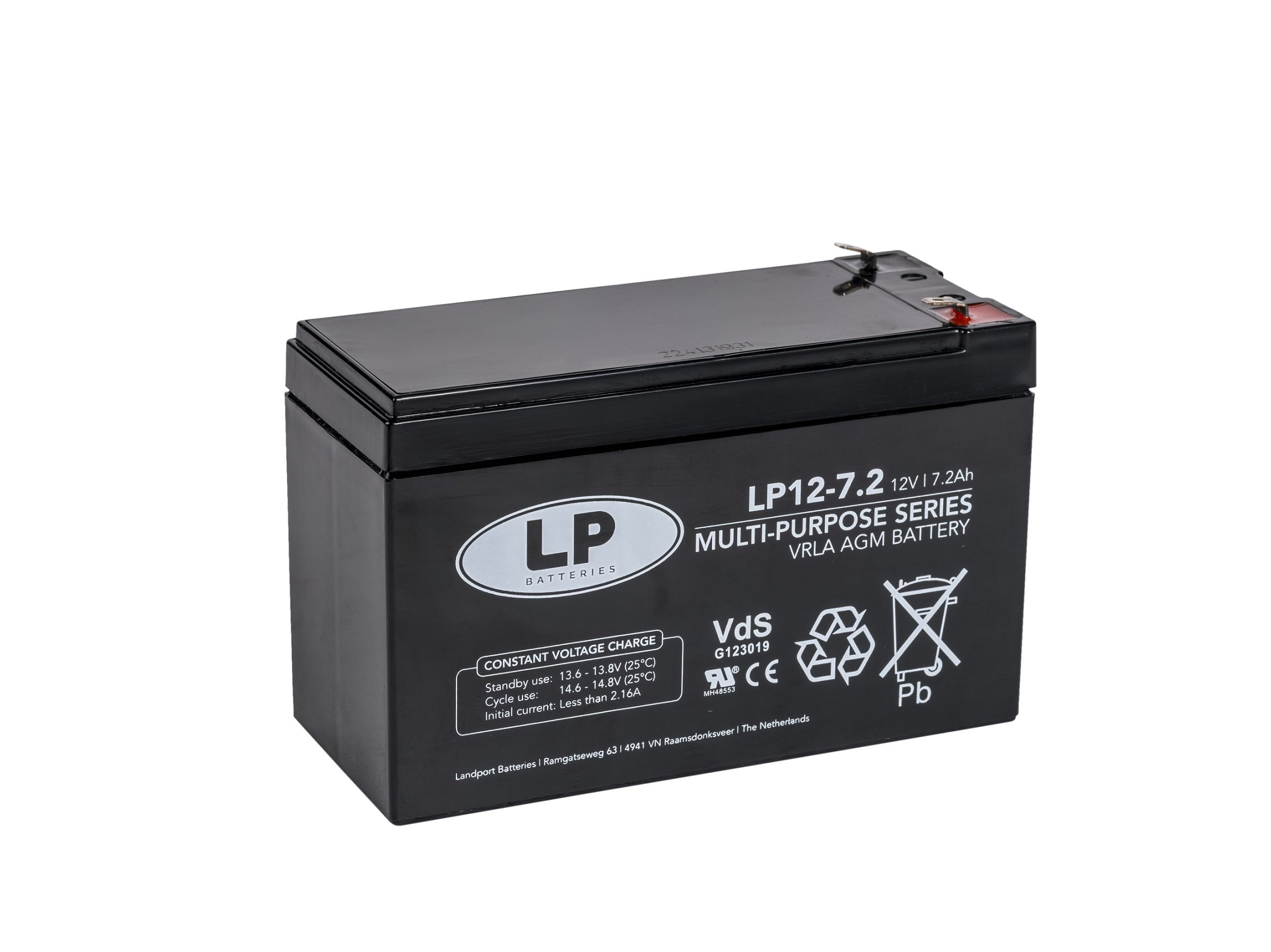 Landport Batteries 12V T1 Lead Acid Battery, 7.2Ah