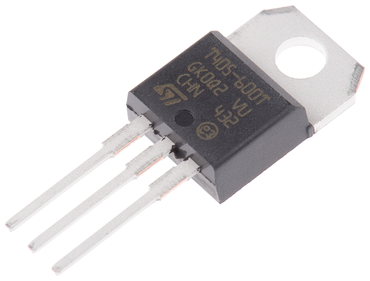 STMicroelectronics Through Hole, 3-pin, TRIAC, 600V, Gate Trigger 1.3V 600V