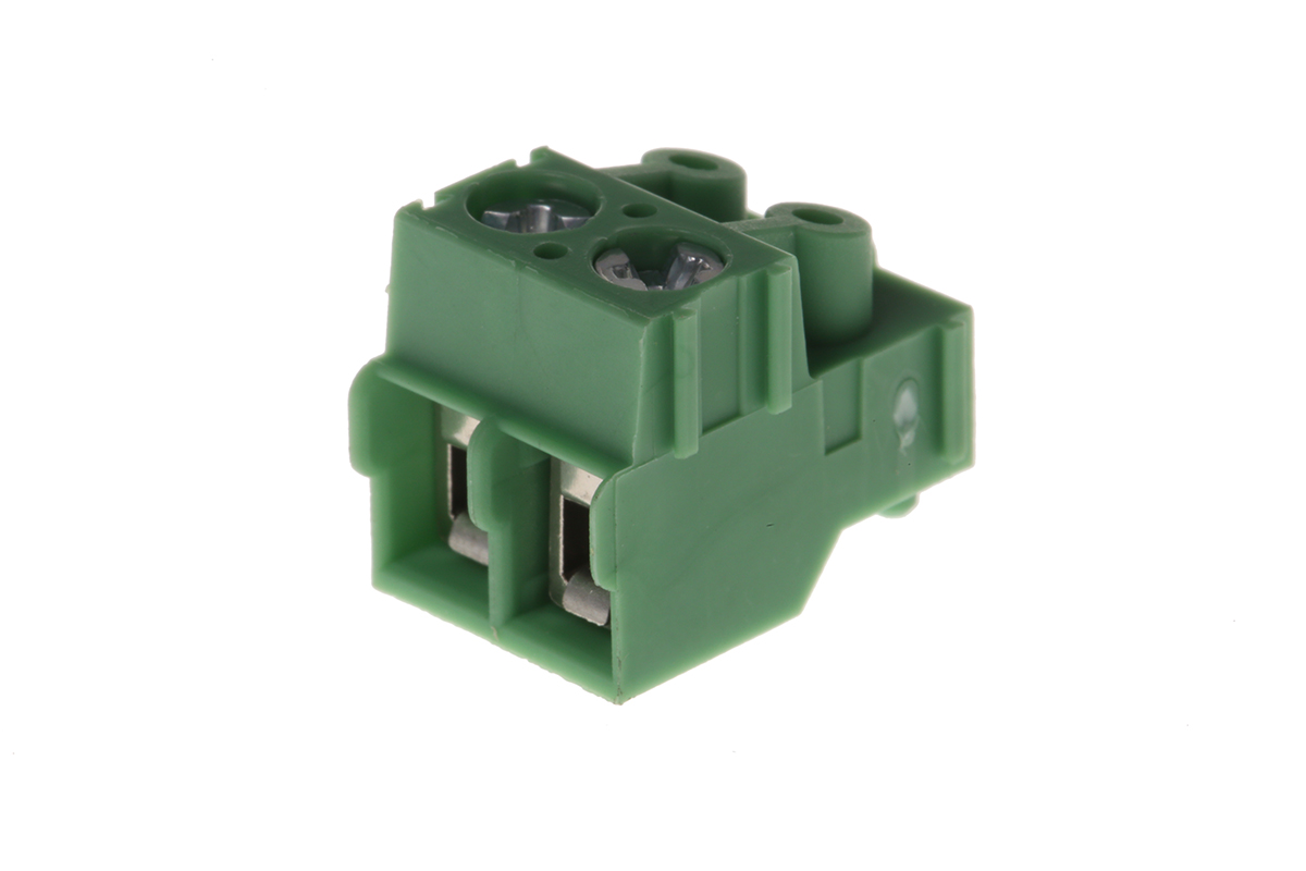 Phoenix Contact, 5mm Pitch, PT 1.5/ 2-PVH-5.0, 2 Way, Right Angle, Pluggable Terminal Block, Plug, Through Hole, Solder