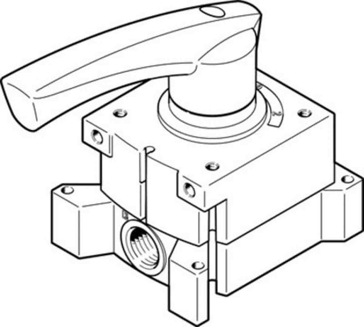 Festo 4/3 Exhausted Pneumatic Manual Control Valve VHER Series, G 1/8, 1/8, 3488206