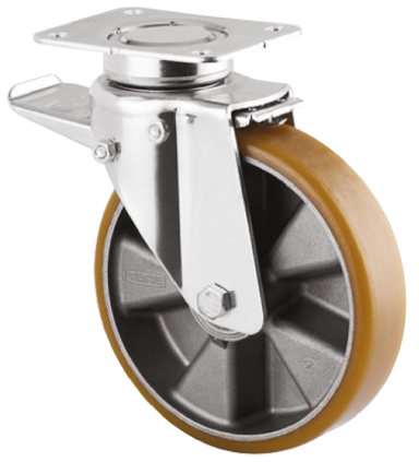 Tente Braked Swivel Castor Wheel, 500kg Capacity, 125mm Wheel