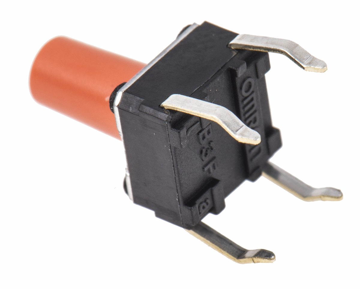 Plunger Tactile Switch, SPST 50 mA @ 24 V dc 6.1mm Through Hole