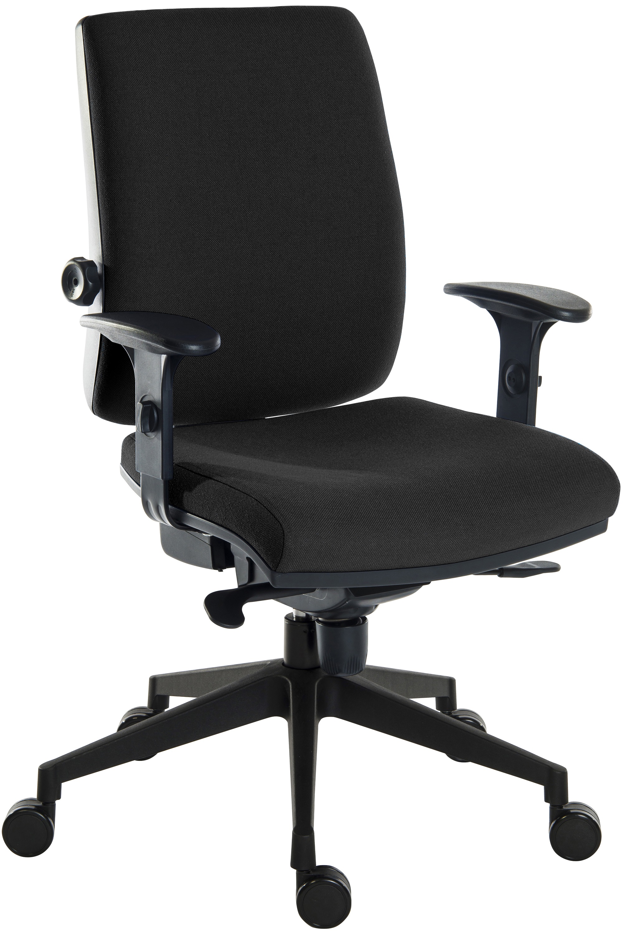 RS PRO Black Fabric Operator Chair, 150kg Weight Capacity