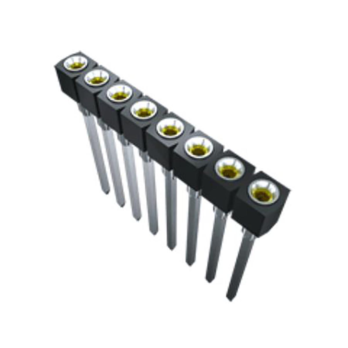 Samtec SS Series Straight Through Hole Mount PCB Socket, 8-Contact, 1-Row, 2.54mm Pitch, Solder Termination