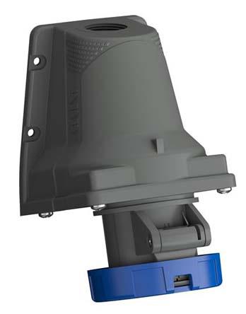 Amphenol Industrial, Easy & Safe IP67 Blue Wall Mount 2P + E Right Angle Industrial Power Socket, Rated At 16A, 230 V