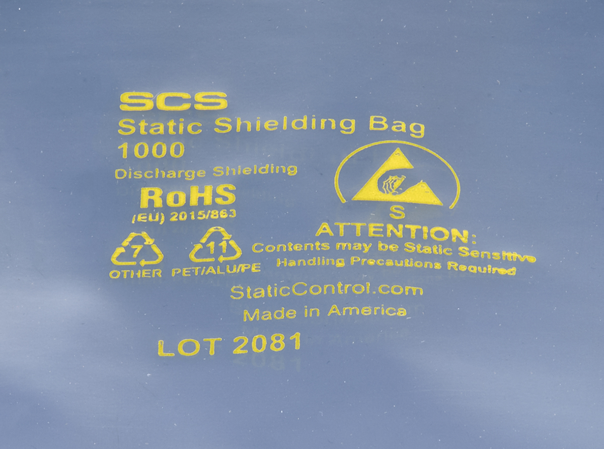 SCS Static Shielding Bag 203mm(W)x 254mm(L)