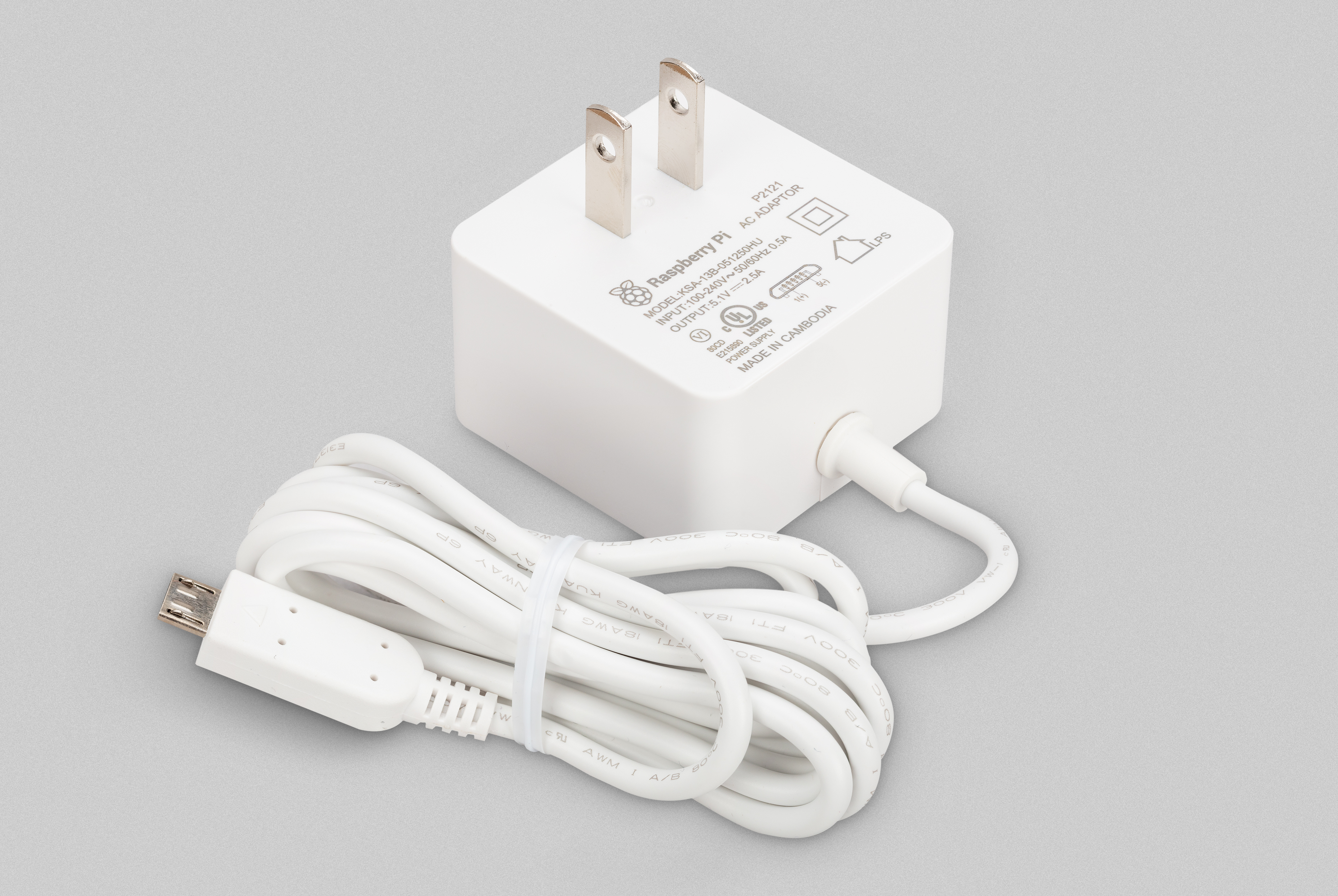 Raspberry Pi Raspberry Pi Power Supply, Micro USB Type B with US Plug Type