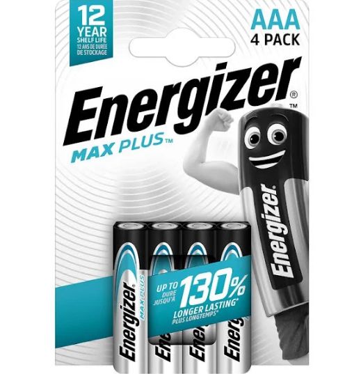 Energizer MAX PLUS Alkaline, Zinc Manganese Dioxide AAA Batteries 1.5V