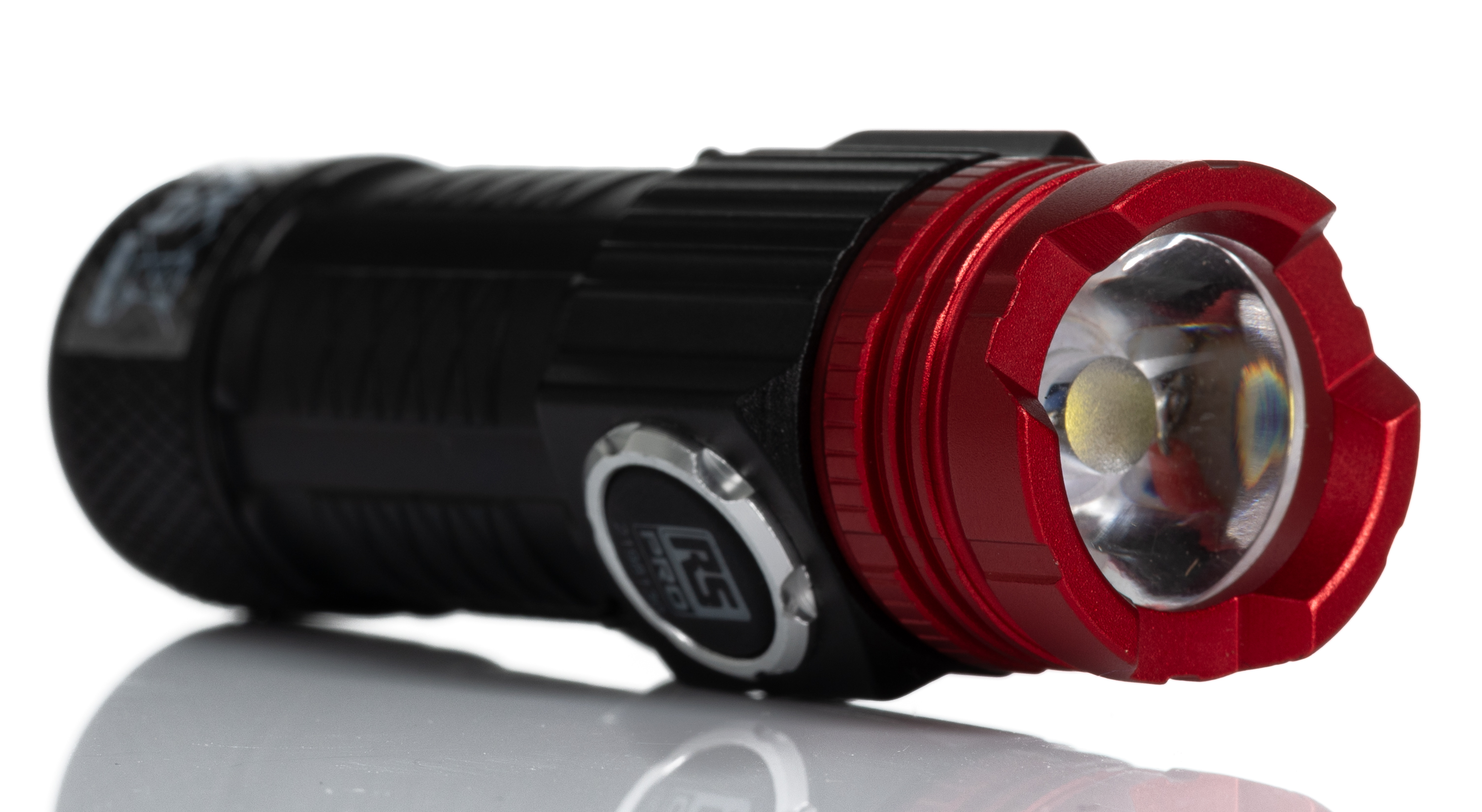 RS PRO LED Torch Black, Red - Rechargeable 600 lm, 74 mm