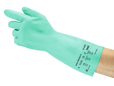 Ansell AlphaTec Solvex Green Acrylic Acrylic Glove, Size 7, Nitrile Coating