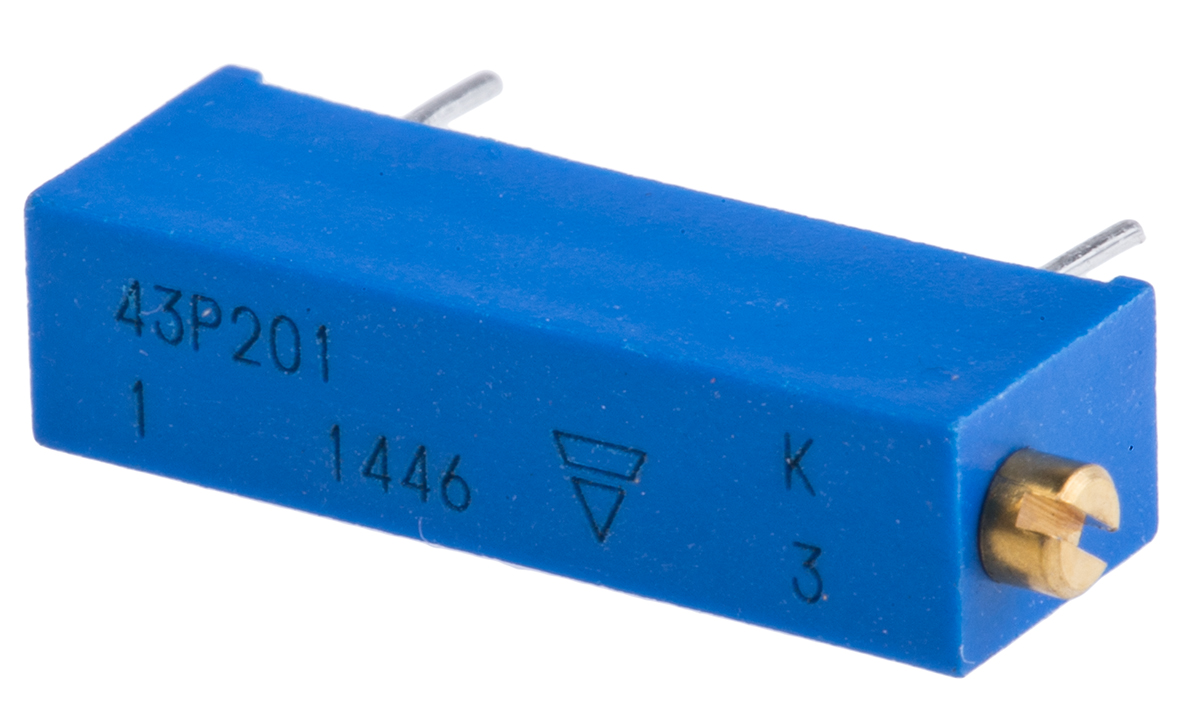 200Ω, Through Hole Trimmer Potentiometer 0.5W Side Adjust Vishay, 43P
