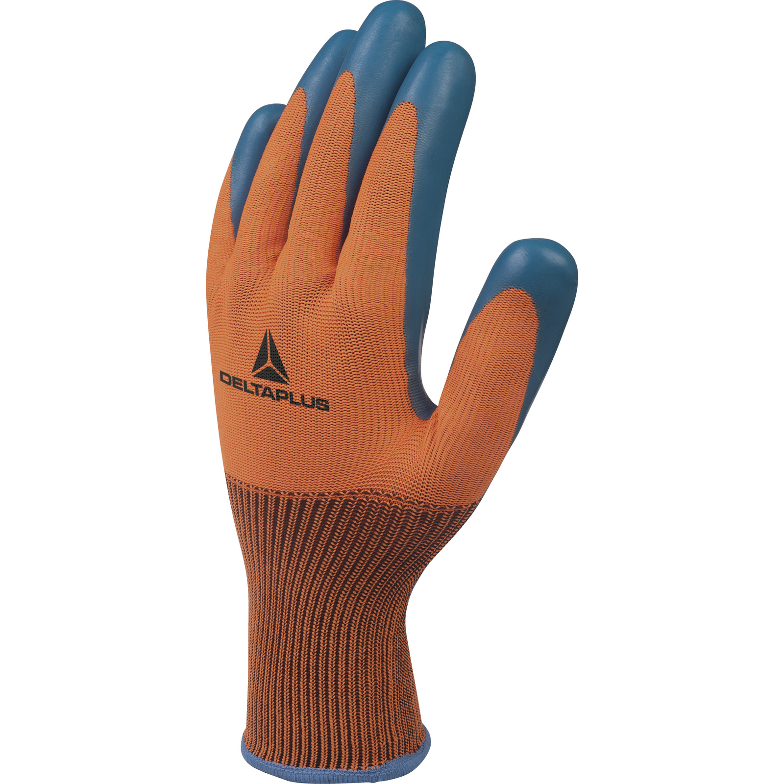 Delta Plus VE733 Blue, Orange Polyester Polyester Work Gloves, Size 9, Latex Coating