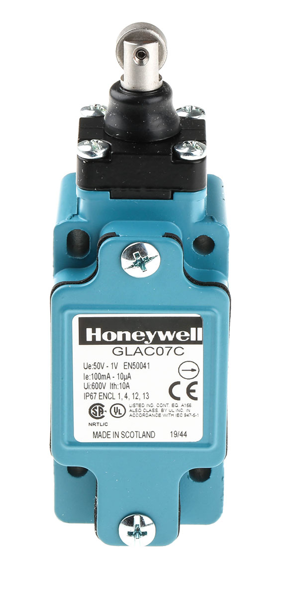 Honeywell GLA Series Plunger Limit Switch, NO/NC, IP67, SPDT, Die Cast Zinc Housing, 50V ac Max, 100mA Max