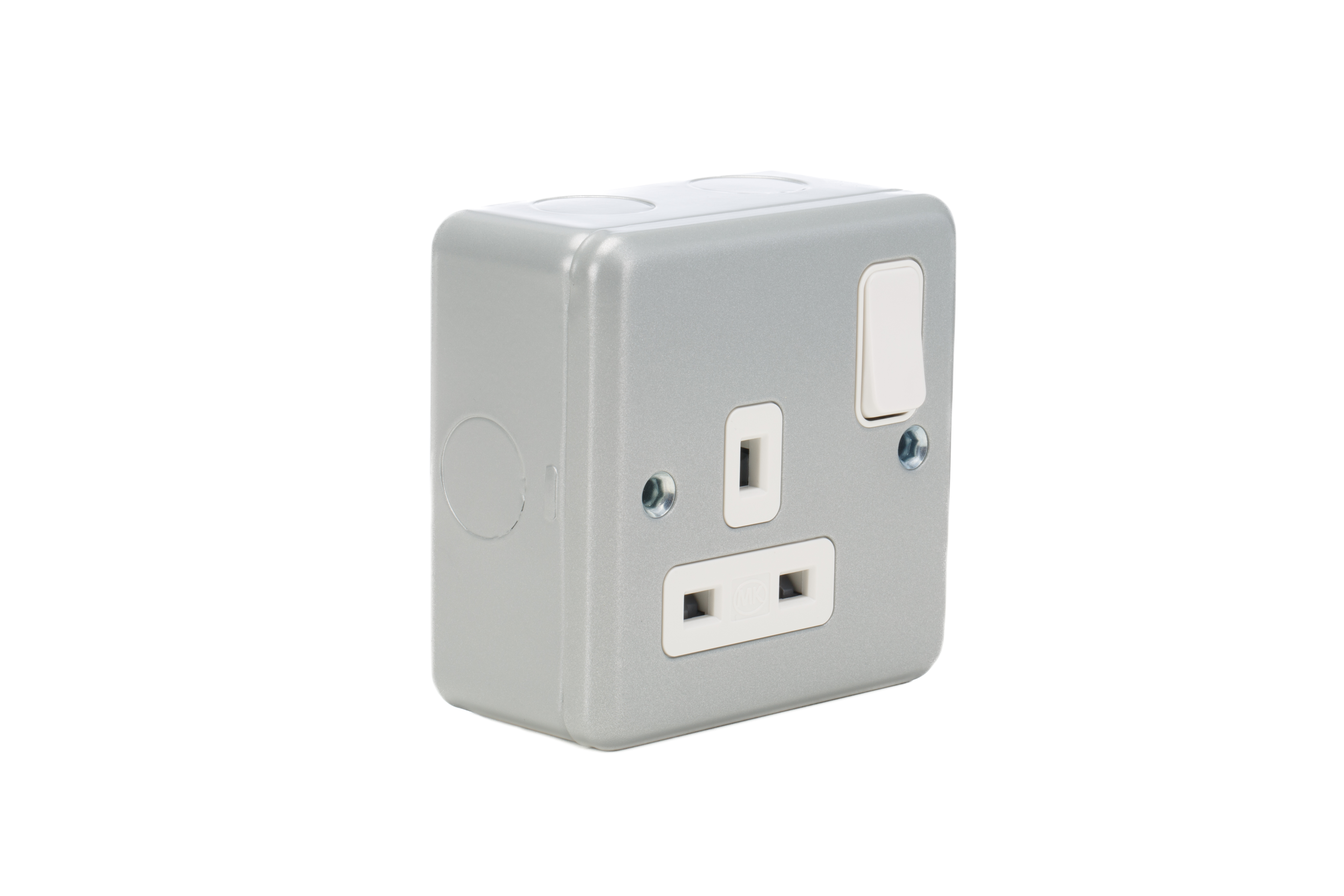 MK Electric Metalclad Plus Grey 1 Gang Plug Socket, 2 Poles, 13A, Type G - British, Indoor Use