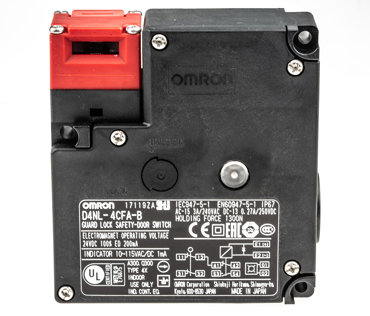 Omron D4NL Series Solenoid Interlock Switch, Power to Unlock, 24V dc, 2NC + 1NC/1NO