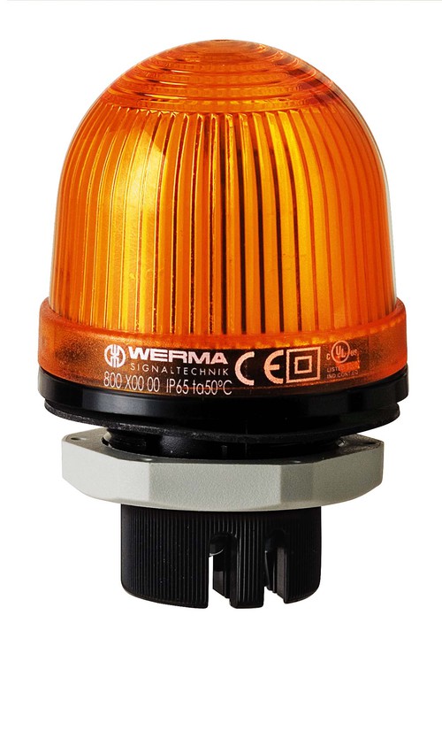 Werma EM 801 Series Yellow Steady Beacon, 24 V ac/dc, Panel Mount, LED Bulb, IP65