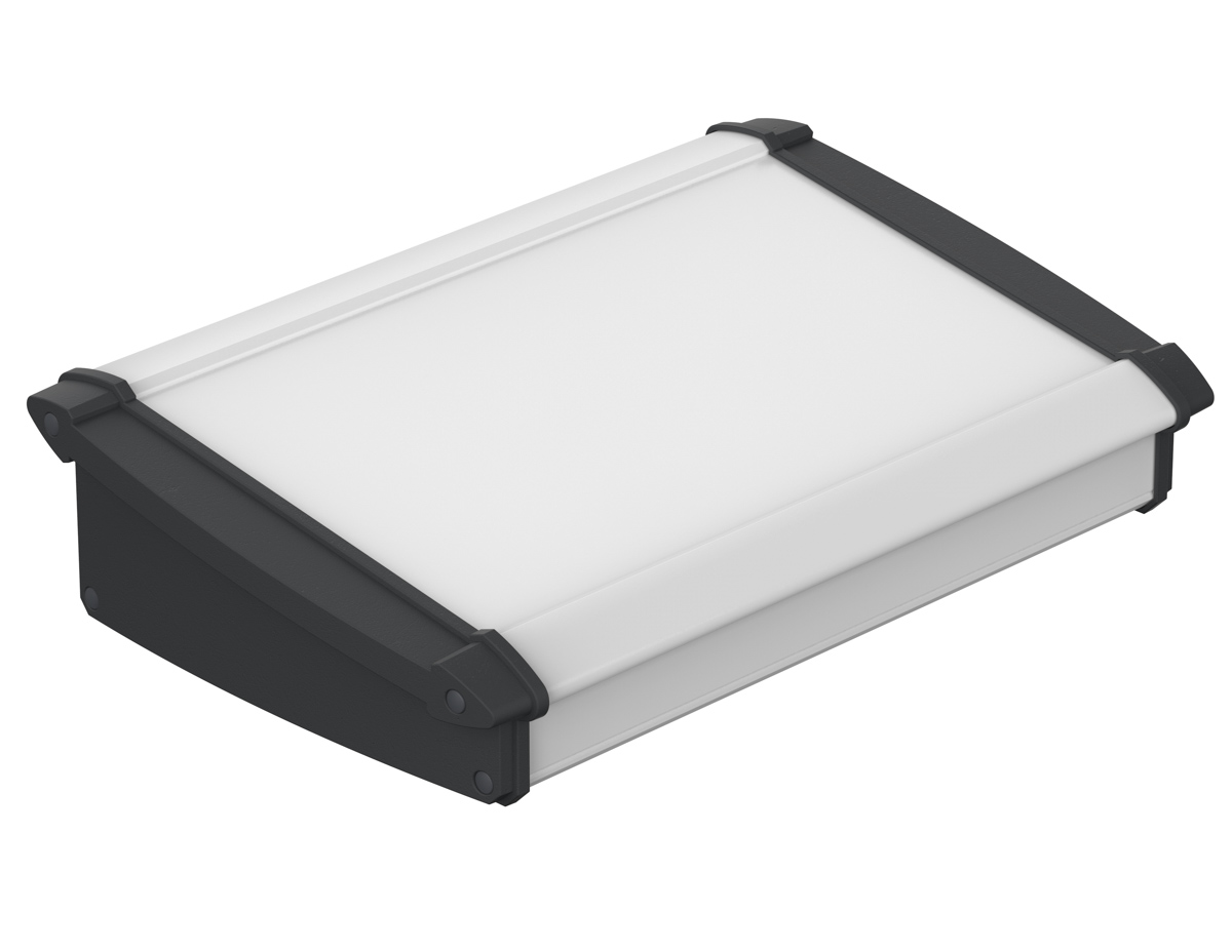 Bopla Alu-Topline Series Black, Natural Anodised ABS, Aluminium Desktop Enclosure, Sloped Front, 250 x 181.2 x 68.2mm
