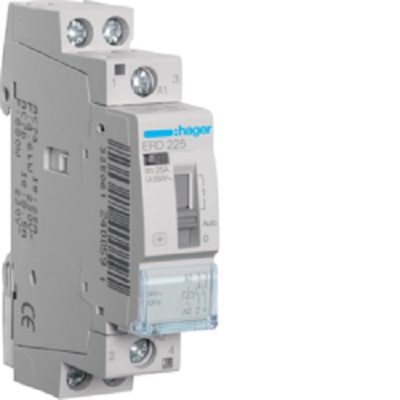 Hager ERD Contactor, 24 V Coil, 2-Pole, 25 A, 4.6 kW, 2NO
