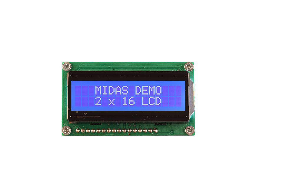 Midas MC21605H6W-BNMLW3.3-V2 Alphanumeric LCD Display, 2 Rows by 16 Characters