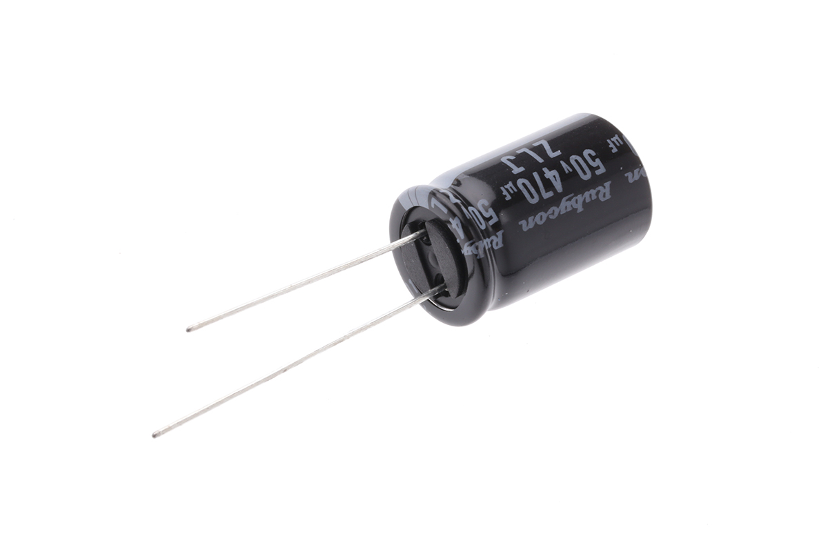 Rubycon 470μF Aluminium Electrolytic Capacitor 50V dc, Radial, Through Hole - 50ZLJ470M12.5X20