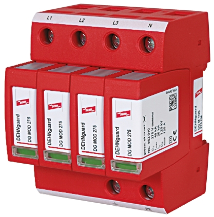 Dehn, DG Modular Surge Protector 275 V ac Maximum Voltage Rating 40kA Maximum Surge Current Type 2 Arrester
