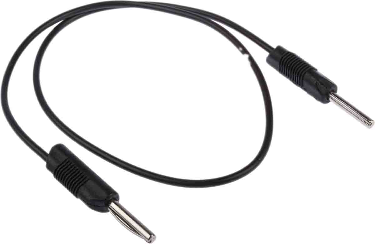 RS PRO 4 mm Test Probe Lead, 2.5A, 50V ac, Black, 500mm Lead Length