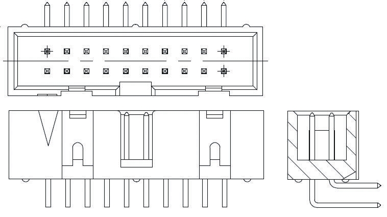TE Connectivity AMP-LATCH Series Right Angle Through Hole PCB Header, 10 Contact(s), 2.54 mm Pitch, 2 Row, Shrouded
