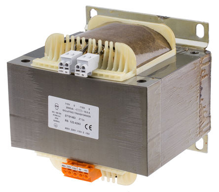RS PRO 2500VA 2 Output Chassis Mounting Transformer, 2 x 115V ac, IEC 61558-2-4