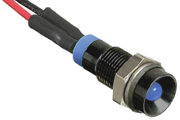 RS PRO Blue Panel Mount Indicator, 24V dc, 6mm Mounting Hole Size, Lead Wires Termination, IP67