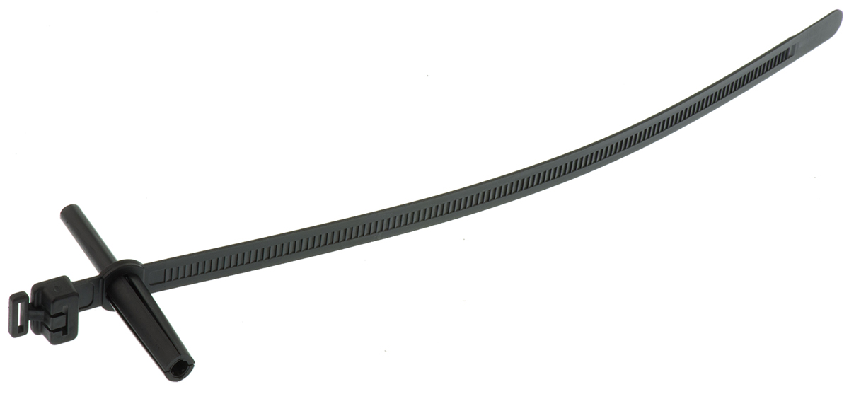 HellermannTyton Cable Tie, Wall Plug Fixing, 230mm x 8 mm, Black Polyamide 6.6 (PA66), Pk-25