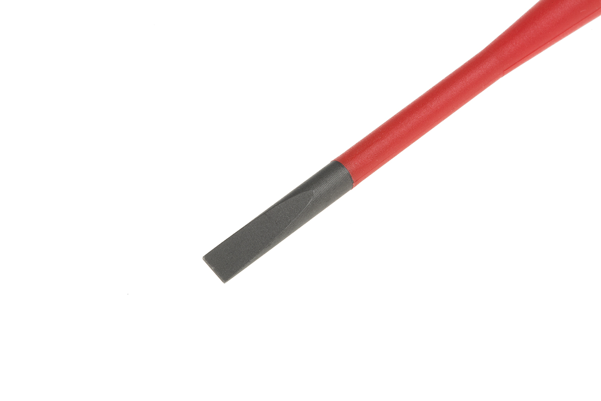 Wera Slotted Insulated Screwdriver, 3.5 mm Tip, 100 mm Blade, VDE/1000V, 181 mm Overall
