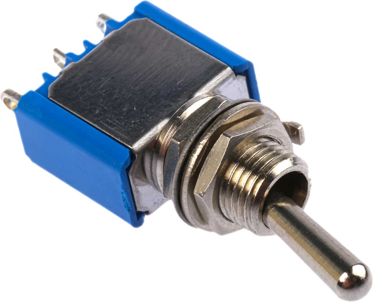 APEM Toggle Switch, Panel Mount, On-On, SPST, Solder Terminal