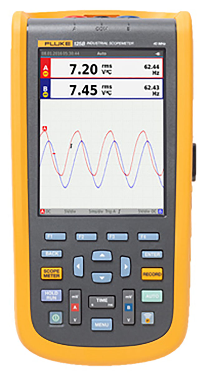 Fluke 123B/UK/S 120B Series, 20MHz Handheld Oscilloscope, 2 Analogue Channels - UKAS Calibrated