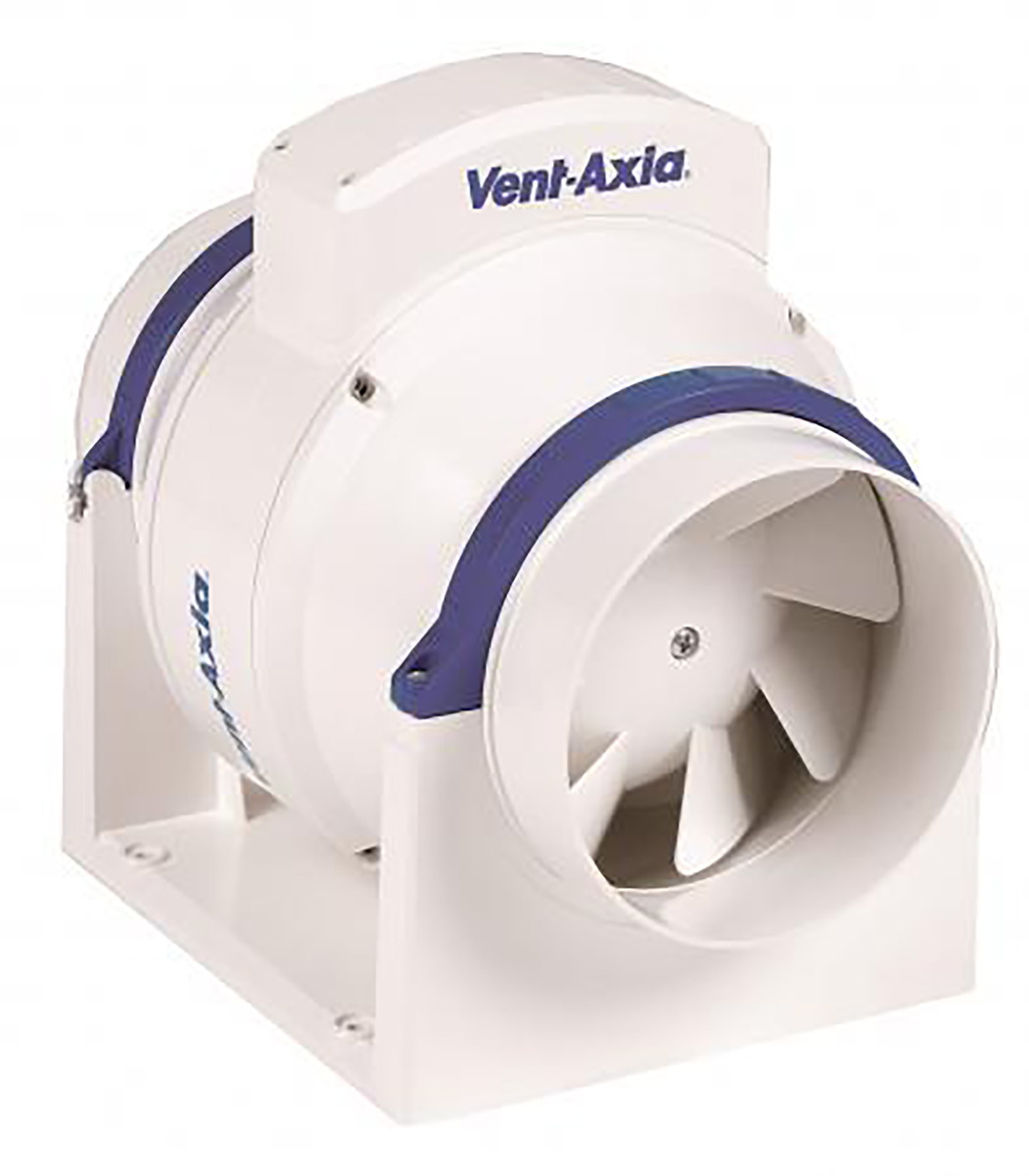 Vent-Axia ACM100T ACM Round In Line Extractor Fan, 256m³/h, 23dB(A), Aesthetically Case Style with Wipe Clean Polymer