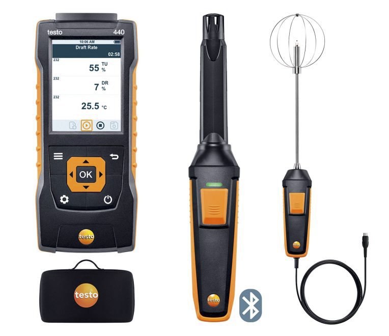 Testo 440 Indoor Comfort ComboKit with Bluetooth Data Logging Air Quality Monitor for CO2, Humidity, Temperature, +1370