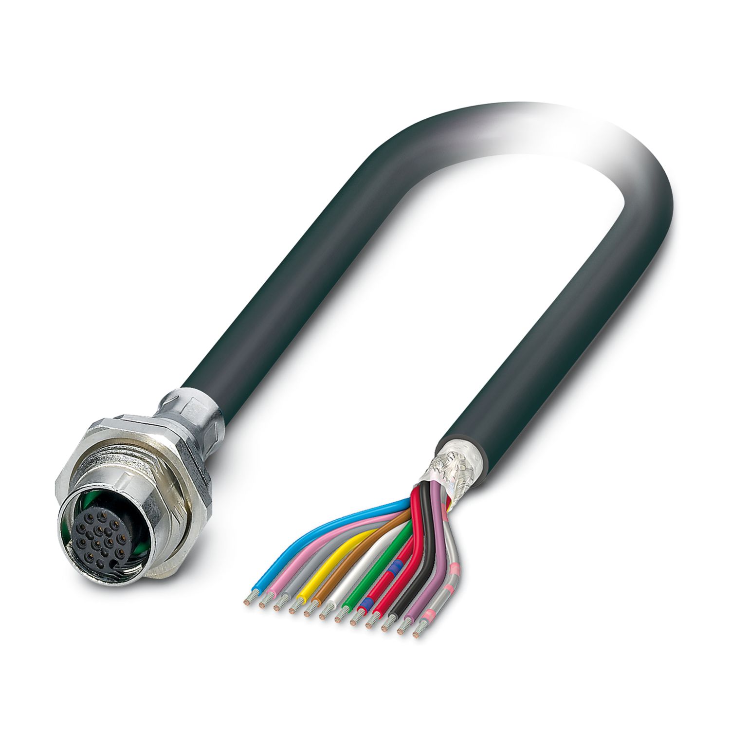 Phoenix Contact Female 12 way M12 to 12 way Free End Sensor Actuator Cable, 1 m