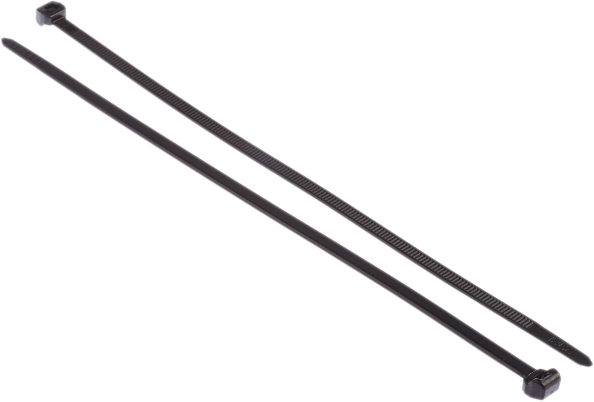 HellermannTyton Cable Tie, 200mm x 4.6 mm, Black PA 6.6 Heatstabilised, Pk-100