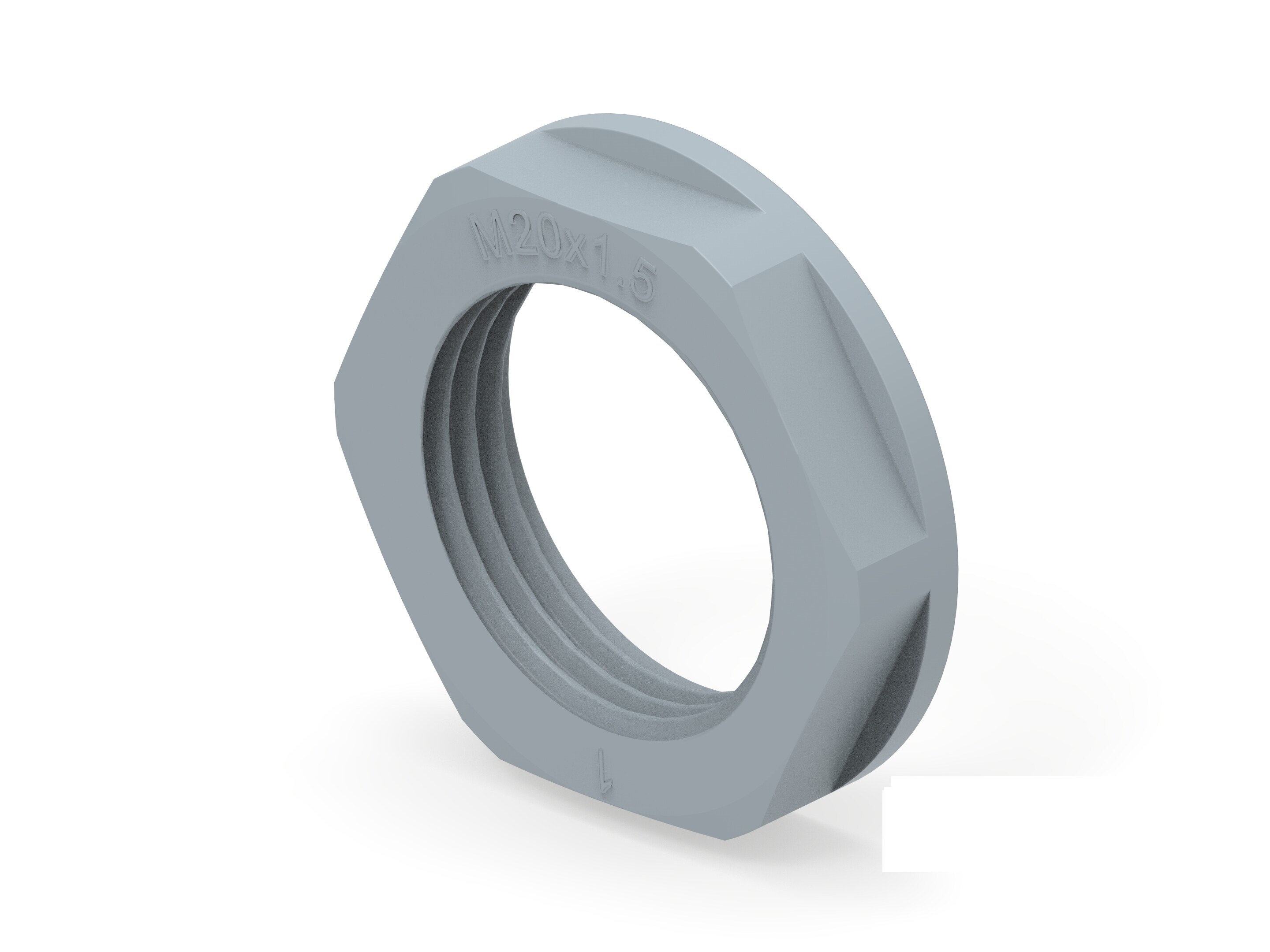 Grey UL 94 V2 PA 6 Cable Gland Locknut, M20 Thread
